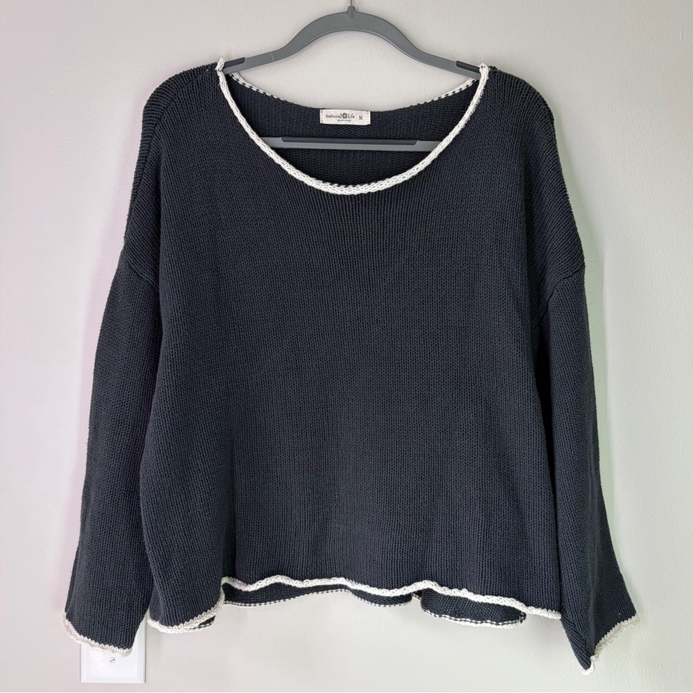 Natural Life White Trim Sweater